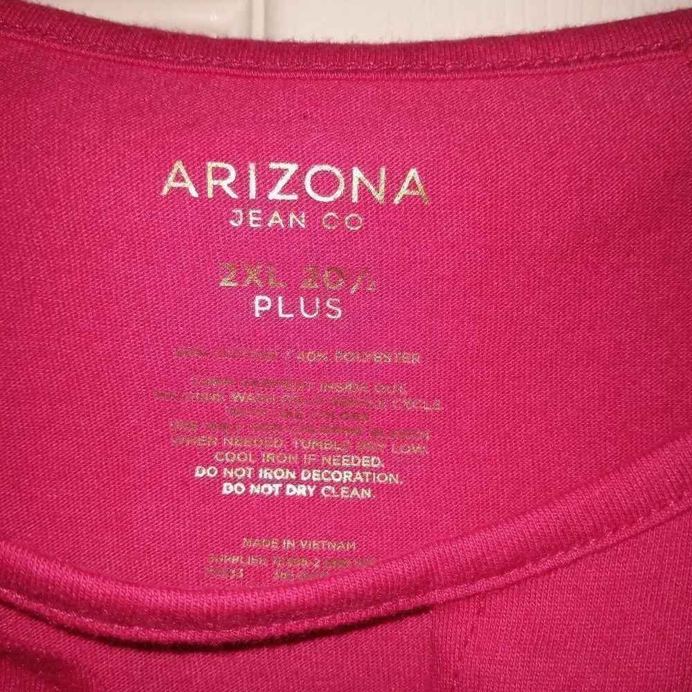 Arizona Jean co 2xl 20 1/2 Junior Pink Heart Embroidery Longsleeves Women's Top. - Picture 2 of 9